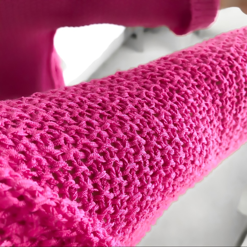 Hot Pink open knit casual top - Picture 4 of 8